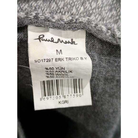 Paul Mark Sweater Mens M Gray Long Sleeve Colorblock Mock Neck Lounge Pullover - Picture 2 of 9